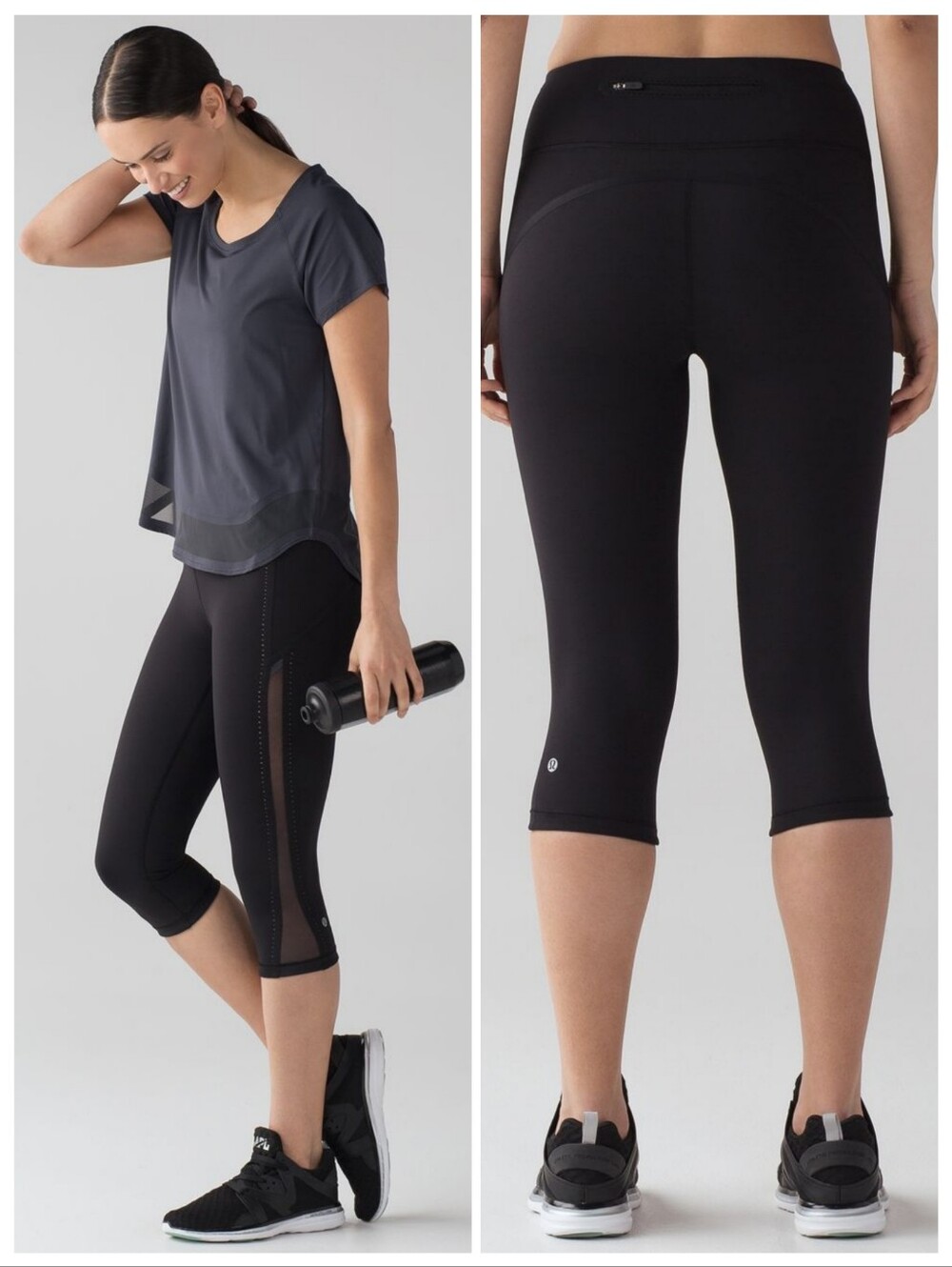 lululemon Smooth Stride Crop Black High Rise Running Leggings Luxtreme Size 6